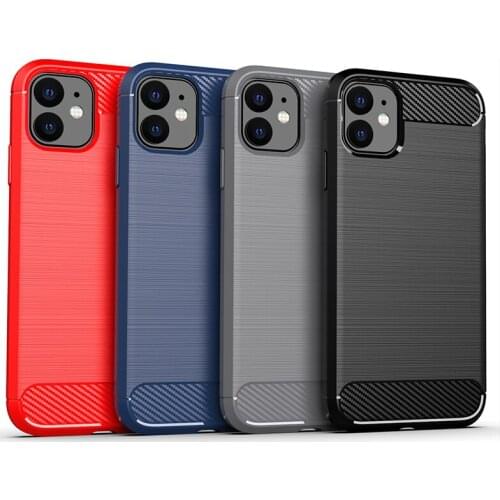 Carbon Fiber Texture Design Cover Anti-Scratch Shock Absorption Case for iPhone 11 Protective Cover Case