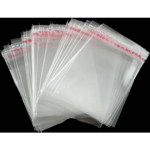 DoreenBeads 100 PCs Transparent Clear Self Adhesive Seal Plastic Bags Sealing Small Bags For Jewelry Candy Packing Bag 15x24cm