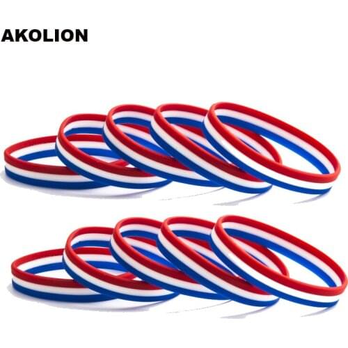 France Flag Silicone Women Mens Bracelets Sports Wrist Strap jewelry 10pcs FB-0007