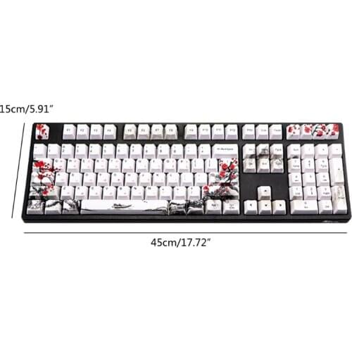 HX6A Korean Japanese Plum Blossom PBT Five sides Dye-subbed 110 Keys OEM Profile Keycap for Diy Mechanical Keyboard Keycaps