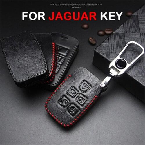 Leather Anti-dust Car Key Case Car Keyring For Jaguar XF XK XKR X-type XE V12 Guitar Scissors Car Keychain Car Accessories