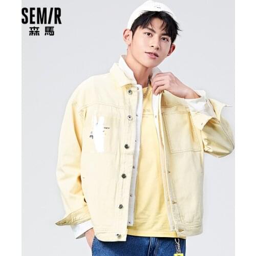 SEMIR Jacket Men 2021 Spring New Lapel Denim Jacket Loose Hong Kong Style Clothes Ins Trendy Personality Wild