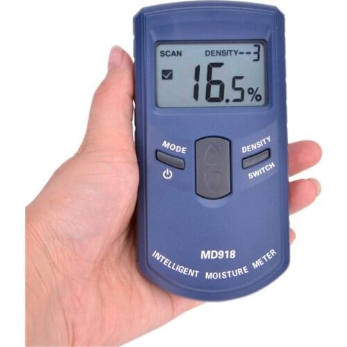 MD918 Digital LCD Inductive Wood Tree Timber Moisture Meter 4~80% Timber Internet Humidity Tester Density ATC Resolution:0.5