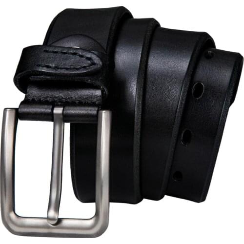 Men Belt Genuine 100% Leather Belt Pin Buckle Belts Cowhide for Jeans Suit Pants Barry.wang Buckle Belt Retro Fashion Casual