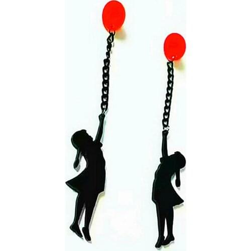 New Trendy Girl With Balloon Acrylic Long Drop Earrings For Women Girls Lovely Dangle Earrings Pendientes Jewelry Party Gifts