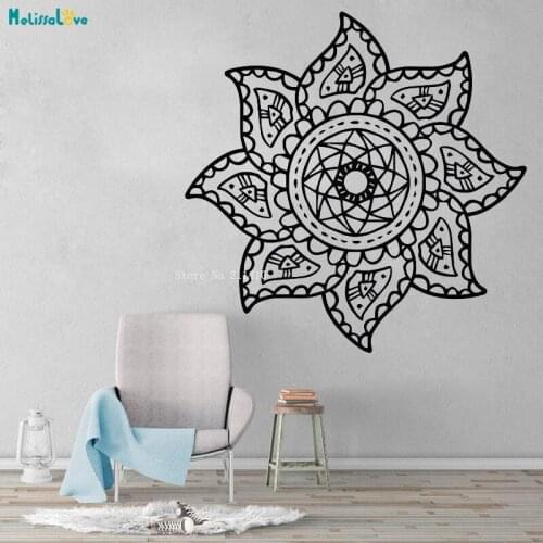 New Design With Clear Lines Mandala Wall Sticker Home Art Decoration Living Room Motivational Yoga Studio Murals YT4061