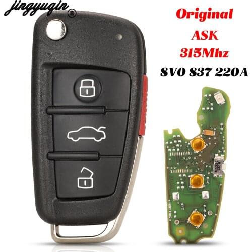 Jingyuqin 3+1 Buttons Original Factory For Audi A3q Q3 Fob Flip 315MHz Remote Smart Control Car Key 8V0 837 220A