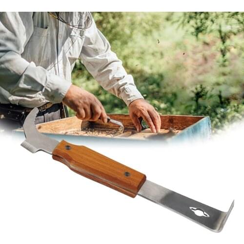 Beekeeping Bee Hive Tools J Type With Wooden Handle Cut Honey Knife Product Beehive Scraper For Beekeeper Supplies Equipment