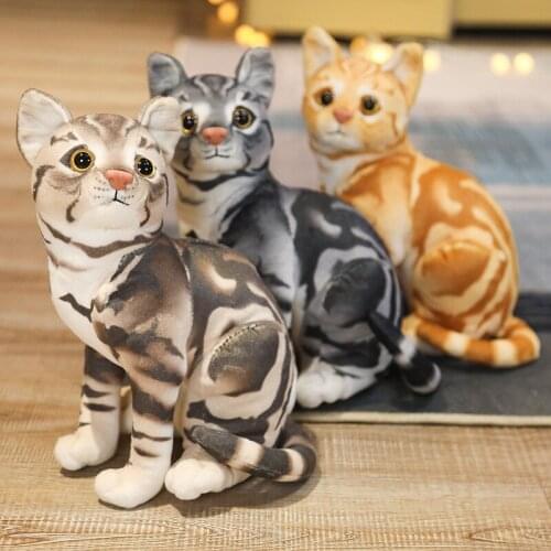 Lifelike Plush Cats Stuffed Animal Simulation Tabby Cat Cute Plush Felis catus Birthday Gifts for Children Baby Promotion Mascot