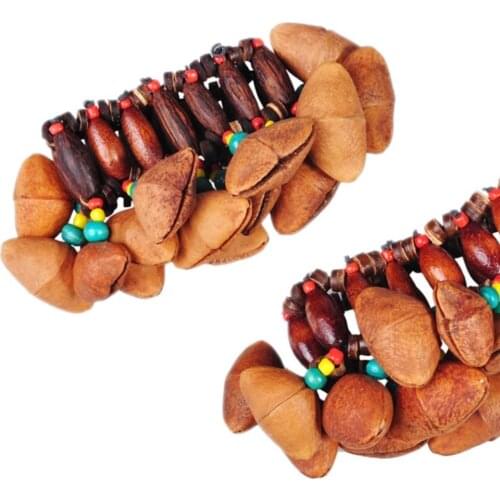 Props Colorful Hand Chain Percussion Bracelet 12 * 7 * 5.5cm Natural Nut Shell Djembe African Drum Handbell Sound Gift