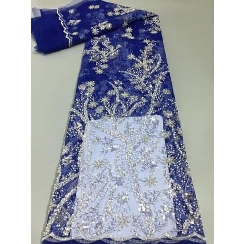 Luxury Heavy French Lace Fabric 5 Yards Embroidery Tulle Lace Fabric With Sequins And Beaded Appliques For Wedding Party Sewing