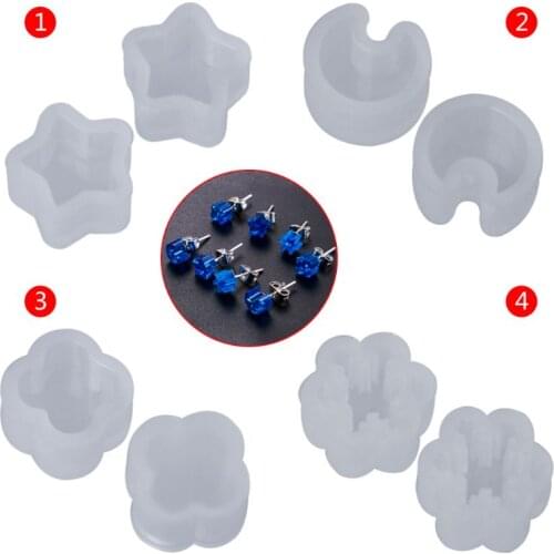 Silicone Mold Ear Stud DIY Jewelry Making Snowflake Moon Star Flower Shape Mini Small Molds Epoxy Resin Crafts Earrings Tools