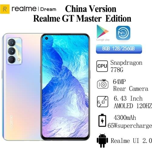 Realme GT Master Edition 5GSmartphone Snapdragon 778G 6.43'' 120Hz Super AMOLED 65W Fast Charge 4300mAh 64MP Camera OTA NFC