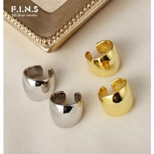 F.I.N.S 1Piece Korea Style Authentic 925 Sterling Silver Glossy Ear Clip without Piercing Minimalist Fine Ear Cartilage Cuff