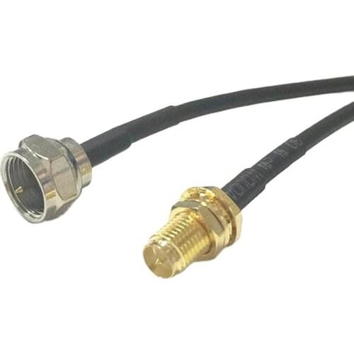 1PC New RP SMA Female Jack nut To F Male Plug Connector RG174 Coaxial Cable 20CM 8" Adapter Pigtail