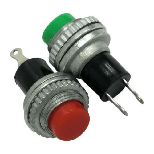 10 piece DS-314 250V 0.5A 10 MM red/green button switch metal touch self-resetting micro-breaker Bouton Poussoir