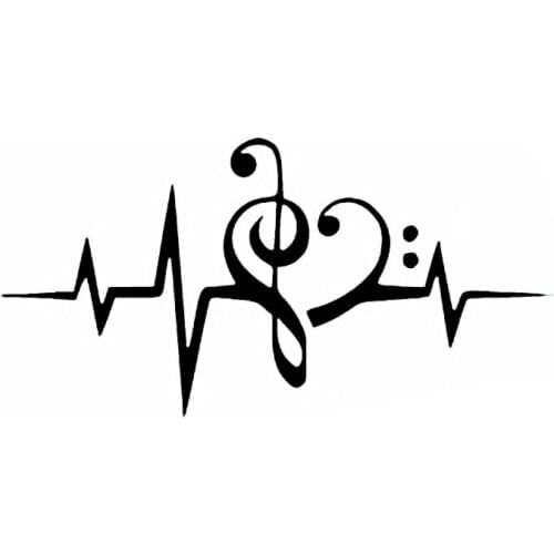 17cm*9cm Music Heartbeat Monitor Car Sticker Pvc Fashion Auto Decoration Personality Waterproof Window Decal Black/white