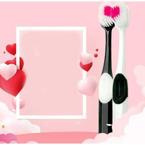 2 Soft Hair Heart-shaped Lovers Toothbrush Environmental Protection Adult Toothbrush Lovers Love Toothbrush Two Pack
