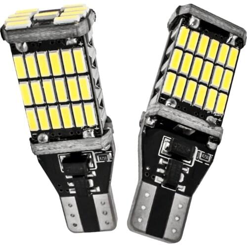 2pcs T15 W16W High Quality 45 SMD 4014 LED CANBUS NO ERROR Car Tail Bulb Brake Light Auto Backup Reverse Lamp Xenon White DC12V