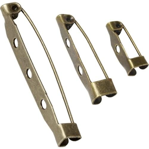 200PCS 15/20/25/30/35/40MM Iron Tone Safety Brooch Back Safety Catch Bar Pins Jewelry Findings Accessories DIY Brooches Making