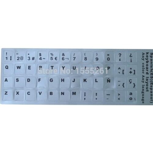 2016 10pcs/lot Cheap Letters Super Durable spain Keyboard Sticker Alphabet for all kinds of laptop keyboard free shipping