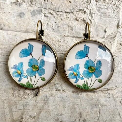 2021 Wholesale Time Gem Retro Flower Sun Flower Sunflower Lavender Earrings Glass Earrings European and American Ins Hot Sale