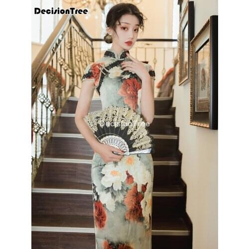 2021 chinese dress chinese traditional dress for women festival clothing gothic cheongsams party lace qipao cheongsam qipao