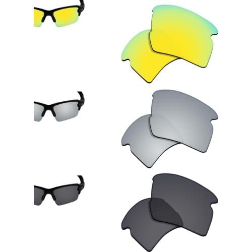 SmartVLT 3 Pairs Polarized Sunglasses Replacement Lenses for Oakley Flak 2.0 XL-24K Gold & Silver & Solid Black