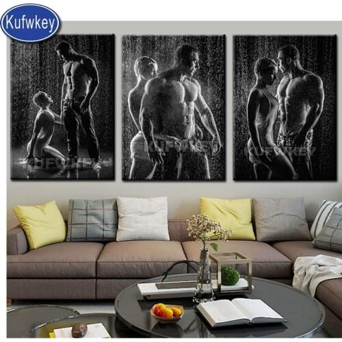 3pcs/set diamond painting"black and white lover"mosaic canvas painting diamond embroidery sexy pictures for Couple room decor