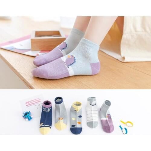 5Pairs/lot Baby Socks Summer Spring Cotton Kids Socks Animal Dinosaur Cute Socks Mesh Thin Boys Girls Lovely Socks