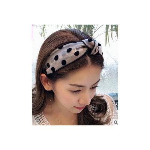 60pcs/lot DIY Simple Multi Gauze Wave Point Widen Headbands Middle Tie A Knot Hair Band Styling Tools Accessories HA694