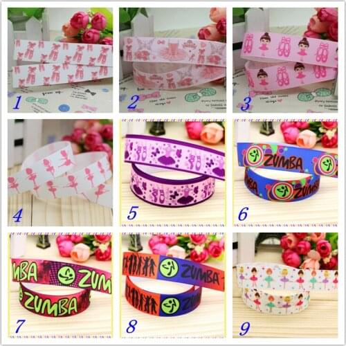 7/8'' Free shipping dance ballet printed grosgrain ribbon hairbow headwear party decoration diy wholesale OEM 22mm D204