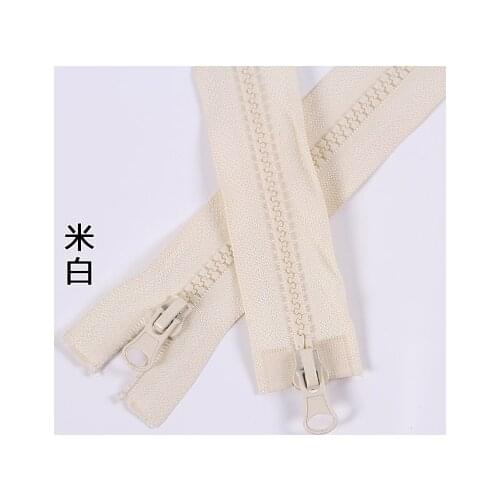 Free shipping 5pcs/lot 5# 150cm beige white resin double sliders open-end zipper clothes Placket bedding bag zipper