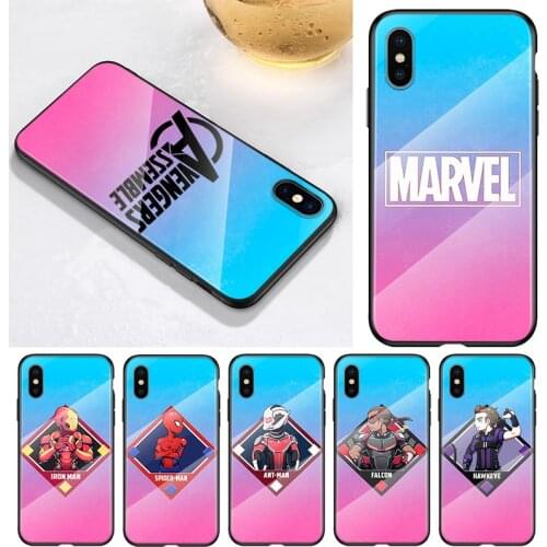 Avengers superhero For Apple iPhone 12 11 8 7 6 6S XS XR SE X 2020 Pro Max Mini Plus Tempered Glass Phone Case