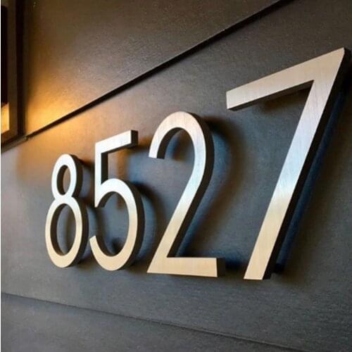 LED Black House Numbers for 3D Letter 0/9 Outdoor Waterproof Home Hotel Door Plates Stainless Steel Customize Address Sign
