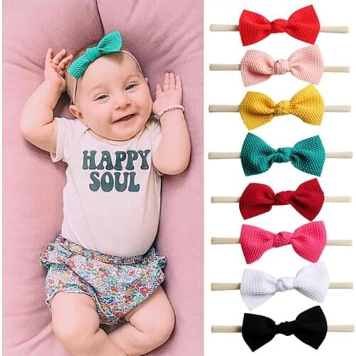 Baby Nylon Headband Solid Swallowtail Bowknot Elastic Hair Band Kids Newborn Infant Hair Accessories