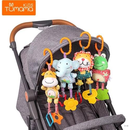 Four-piece Animal Wind Chimes Baby Rattles Grasp Plush Toy 0-3 Years Old Crib Bed Bell Pendant Kids Puzzle Hand Shaking Rattles