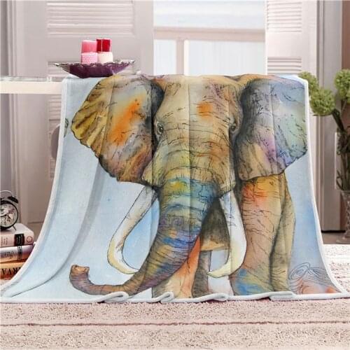 Fanaijia Double layer thick India 3d Elephant blanket flag pattern sherpa plush throw blanket for beds soft siesta