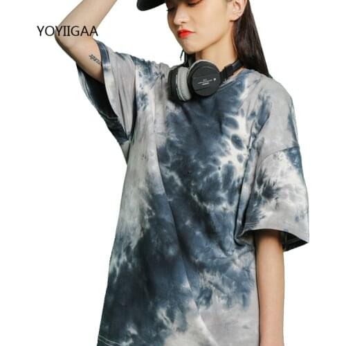 Oversized Women Tie Dye Print T Shirt New Summer Lady Tops Fashion Streetwear Female Tshirts O-neck Casual Girls Student T-shirt