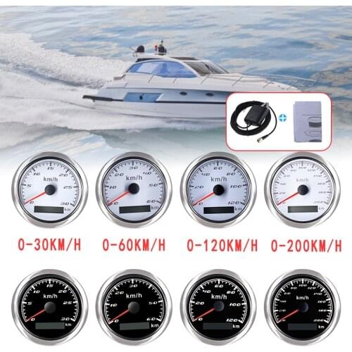 GPS Speedometer Digital Gauge With GPS Antenna 30/60/120/200 KMH Odometer 85mm For Marine Boat Car ATV Truck Red Backlight