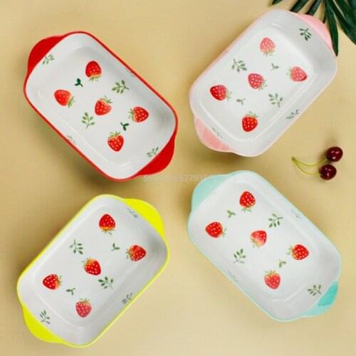 Ceramic Bakeware Tableware Cartoon Cute Hand-painted Household Bakeware Microwave Oven Baking 9 Inch Binaural Bakeware