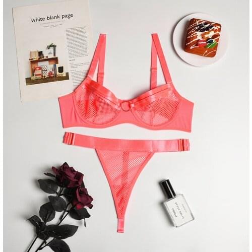Yimunancy 2-Piece Lace Bra Set Women Transparent Bra + Panty Lingerie Set Sexy Underwear Set