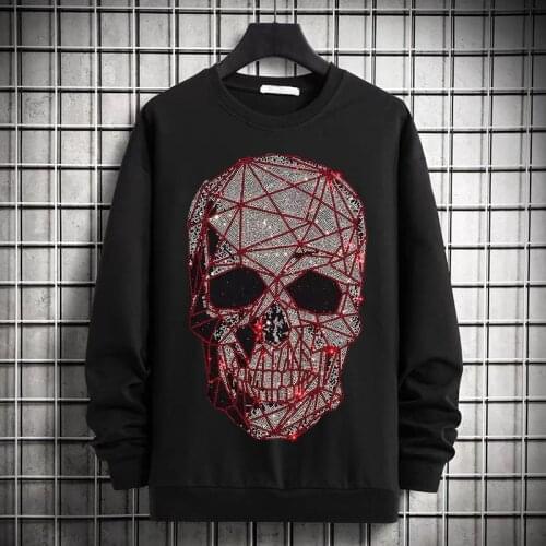 Korean Version Winter Hot Sale Hip-Hop Luxurious Design Shiny Diamond Mens Hoodie Brand Sweatshirt Bodybuilding Comfortable
