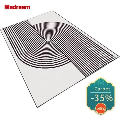 2021 Carpets For Living Room Modern Minimalist Line Black And White Long Rug Home Decor Bedroom Bedside Area Floor Mat Non-Slip
