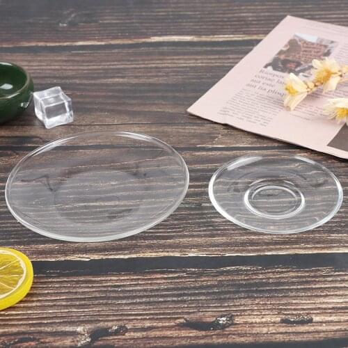 Round Transparent Dish Heat Resistant Glass Tea Saucer Tea Tray Coffee Dish Snack Dish S/L