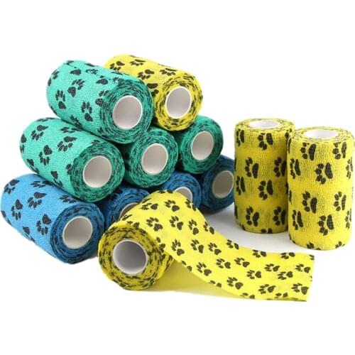 4 Rolls Cute Sports Elastoplast Self-Adhesive Cohesive Wrap Bandage Waterproof Medical Therapy for Animals and Human