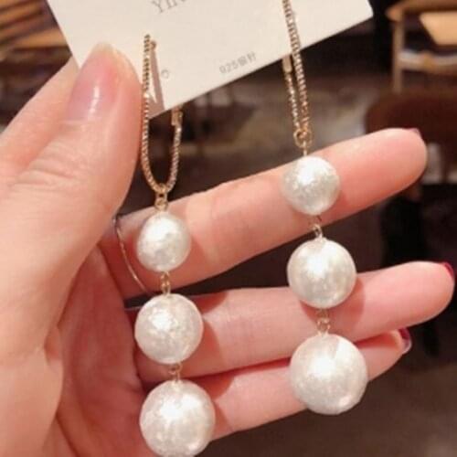 Sweet Girl Earrings Exaggerated Large Pearl Earrings 2021 New Fashion Temperament Long Style Net Red Earrings Wholesale Brincos