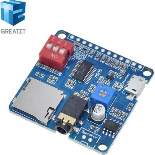 GREATZT For Arduino 5W Voice Playback Amplifier Module MP3 Music Player SD/TF Card Integrated UART I/O Trigger Class D