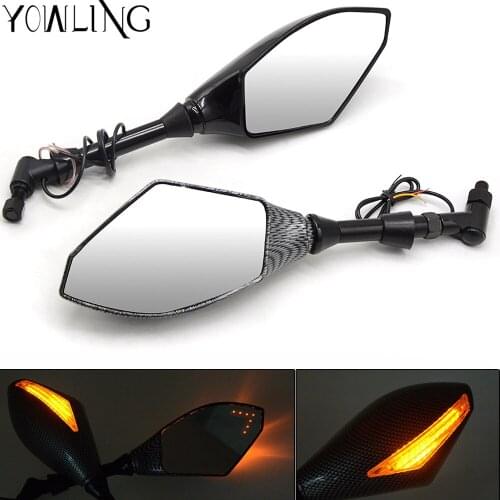 Motorcycle LED Turn Signals Mirror Lights Rearview Mirrors Smoke Lens for Suzuki SV650 Katana 600 750 GSX600F GSXR 750 2009-2012