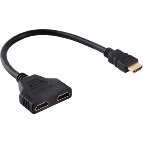 New 1 In 2 Out Converter Connect Cable HD-MI Compatible 2 Dual Port Y Splitter 1080P Male To Double Female Adapter Cable